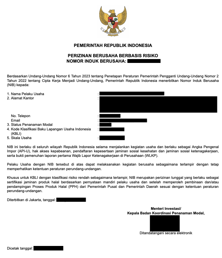 Surat Izin Resmi Kementerian Agama Republik Indonesia